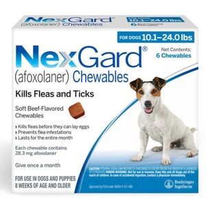 Flea & Tick Chewable prevention/treatment for Small-Medium Dogs 10-24 lbs - 6 ct